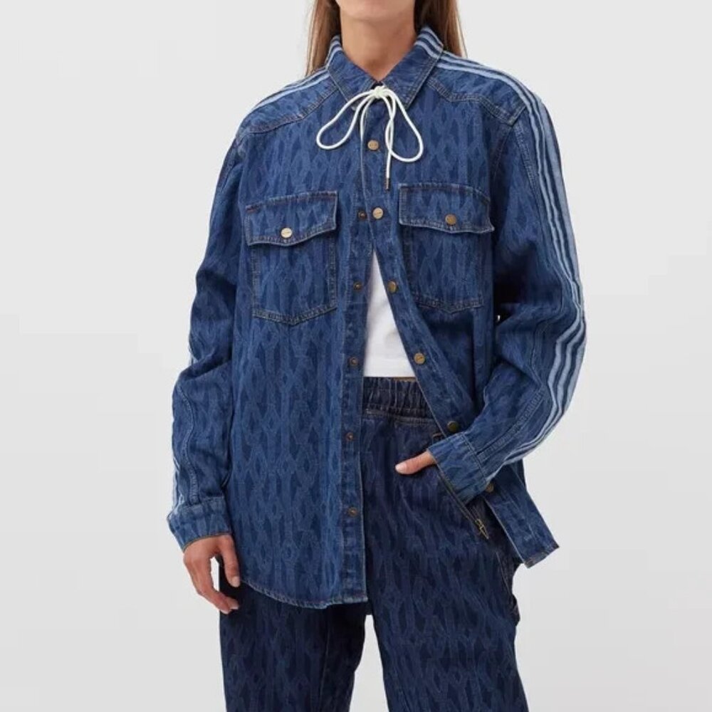 Adidas x Ivy Park Monogram Denim Shirt Rodeo Jacket Beyonce H61704 Unisex Size S